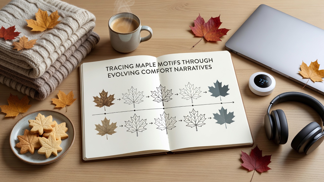 Historical maple leaf patterns integrated into early 20th century textile designs for home comfort settings